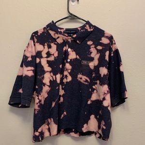 Bleach Dyed Polo Crop Top